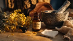 Hélichryse bienfaits italienne : huile et fleurs pour bleus, circulation, cicatrices