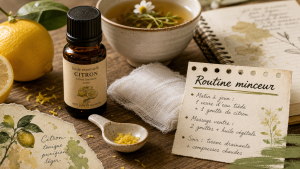 Huile essentielle perte de poids au citron, drainage et cellulite (gaze et tisane)