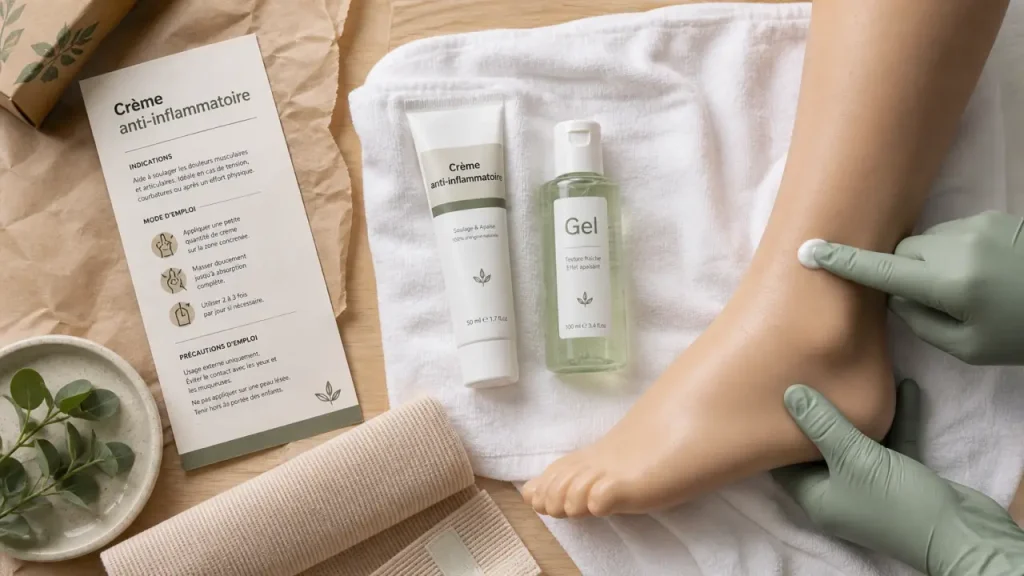 Creme anti inflammatoire : crème et gel sur cheville