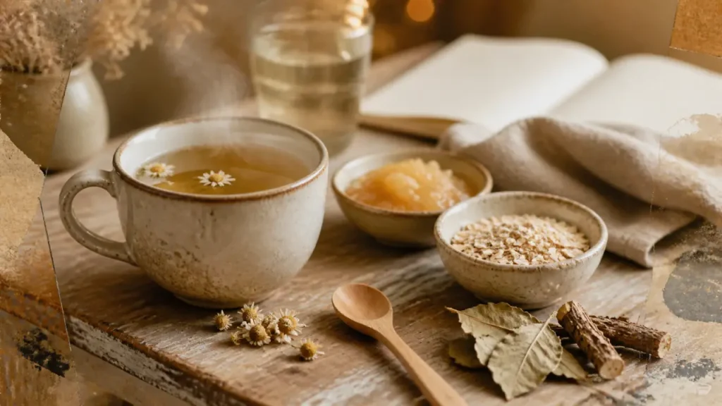 Tisane de camomille et réglisse pour la gastrite, remèdes naturels