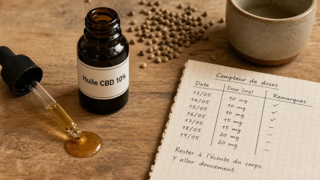 Huile de cbd 10 effet : 5 mg par goutte, compte-gouttes et huile ambrée