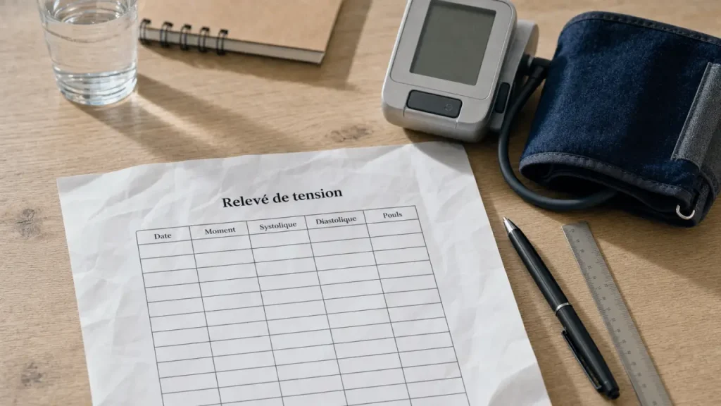 Tableau prise de tension à imprimer : relevé de tension avec cases