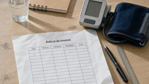 Tableau prise de tension à imprimer : relevé de tension avec cases