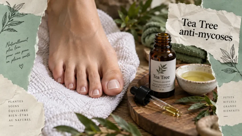 Huiles essentielles antifongiques : flacon Tea Tree contre mycoses aux pieds