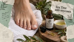 Huiles essentielles antifongiques : flacon Tea Tree contre mycoses aux pieds