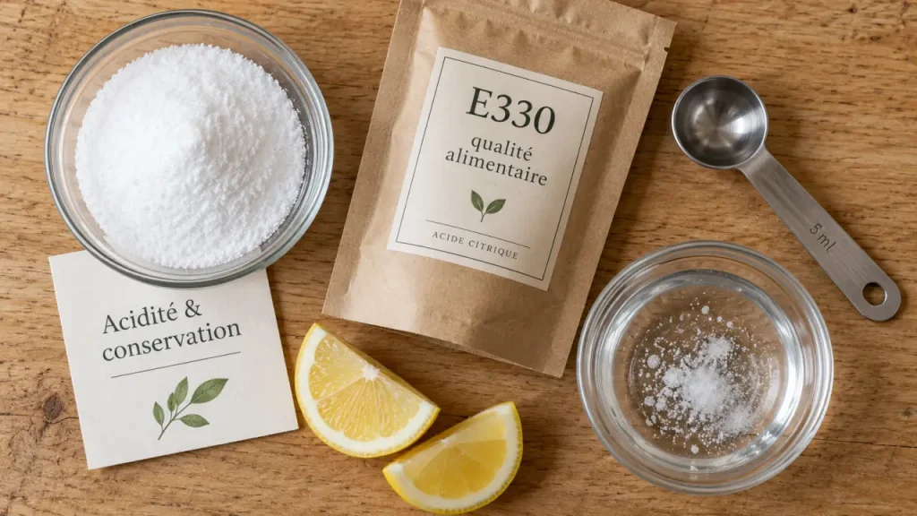 Acide citrique alimentation en cuisine, dosage et précautions sans citron (E330)